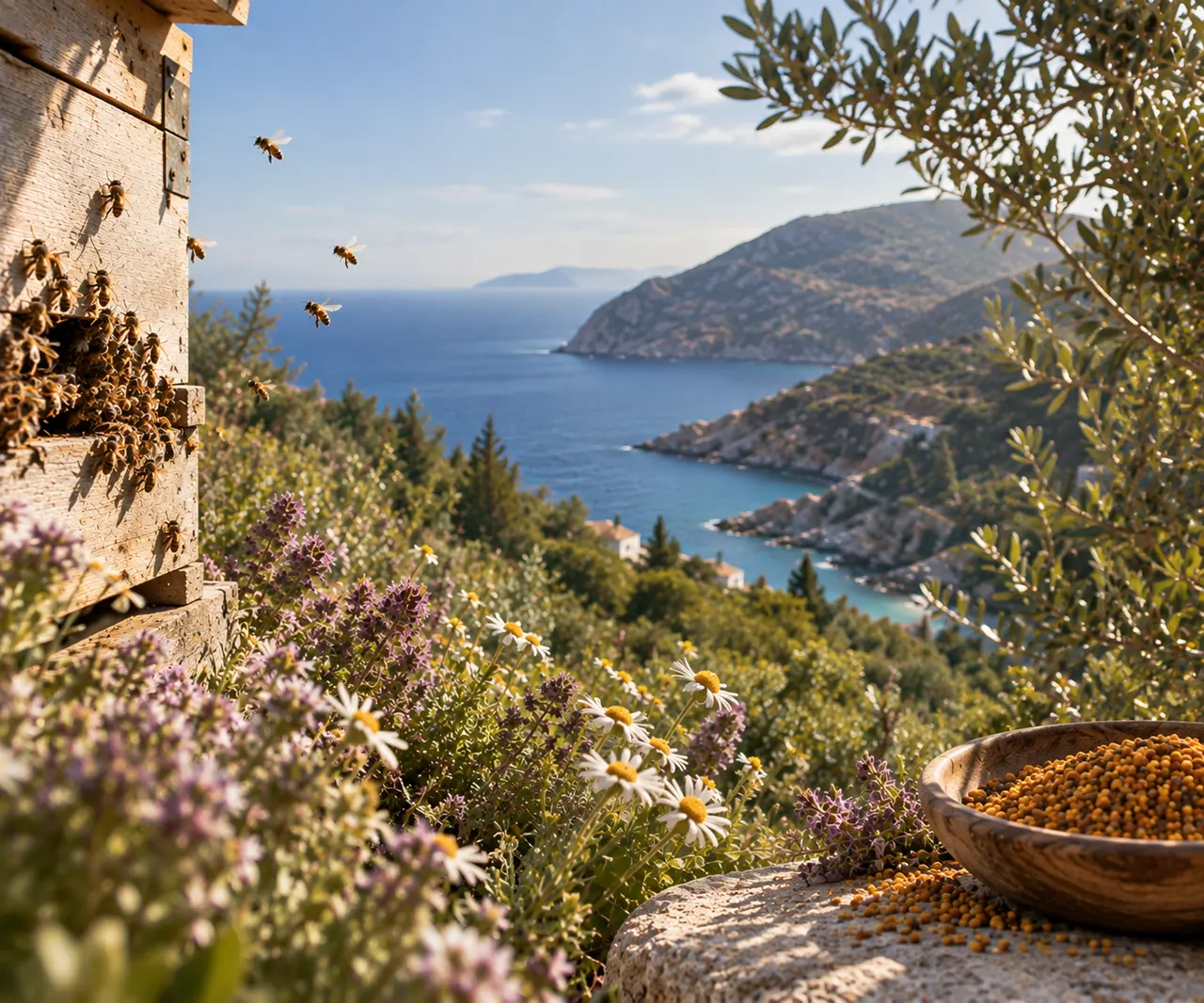 A rocky Ikarian cove where mountains meet the Aegean